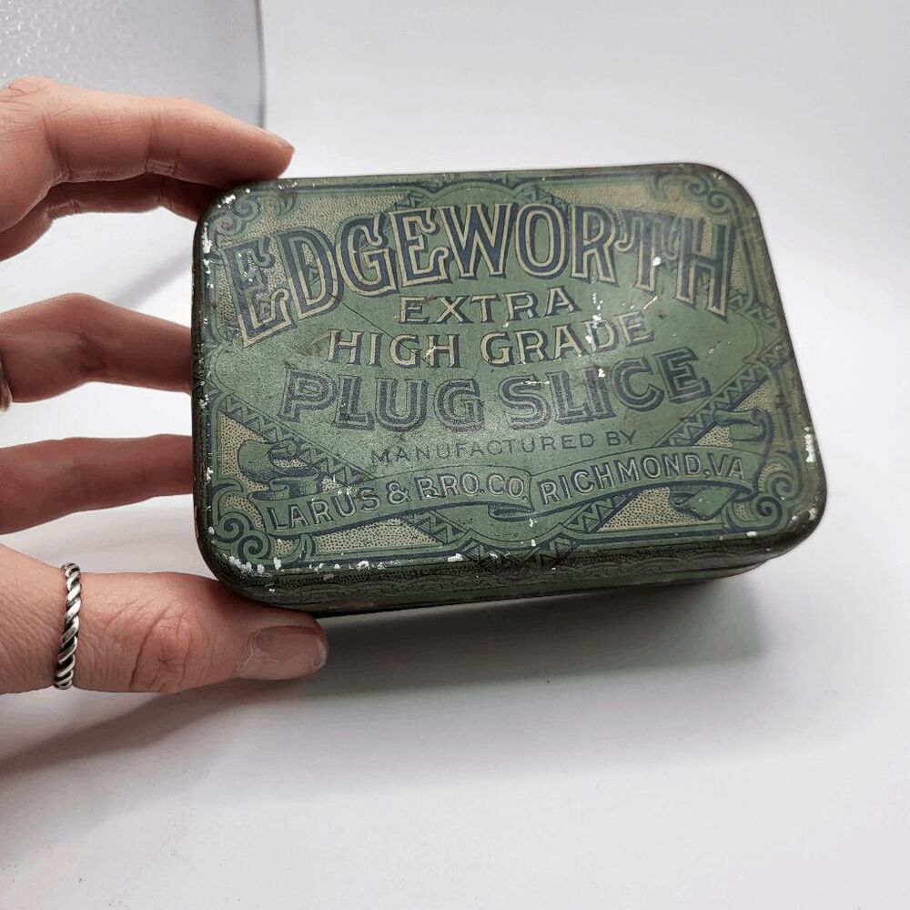 Antique Art Deco Edgeworth Smoking Tobacco Tin - 4.5"x 3" x 1.25"